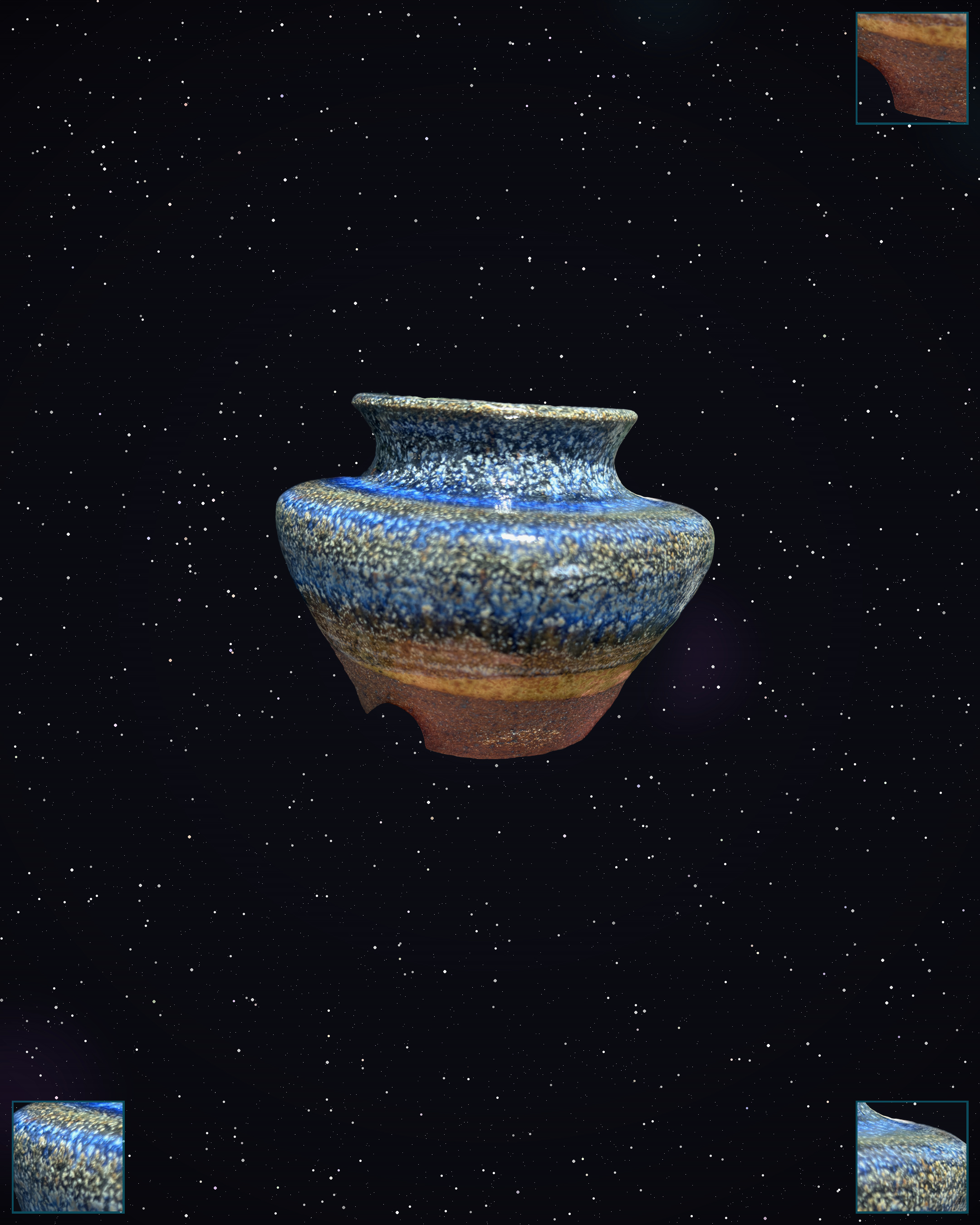 Azurix-4 handmade ceramic vessel with chun crystallization and metallic luster glaze