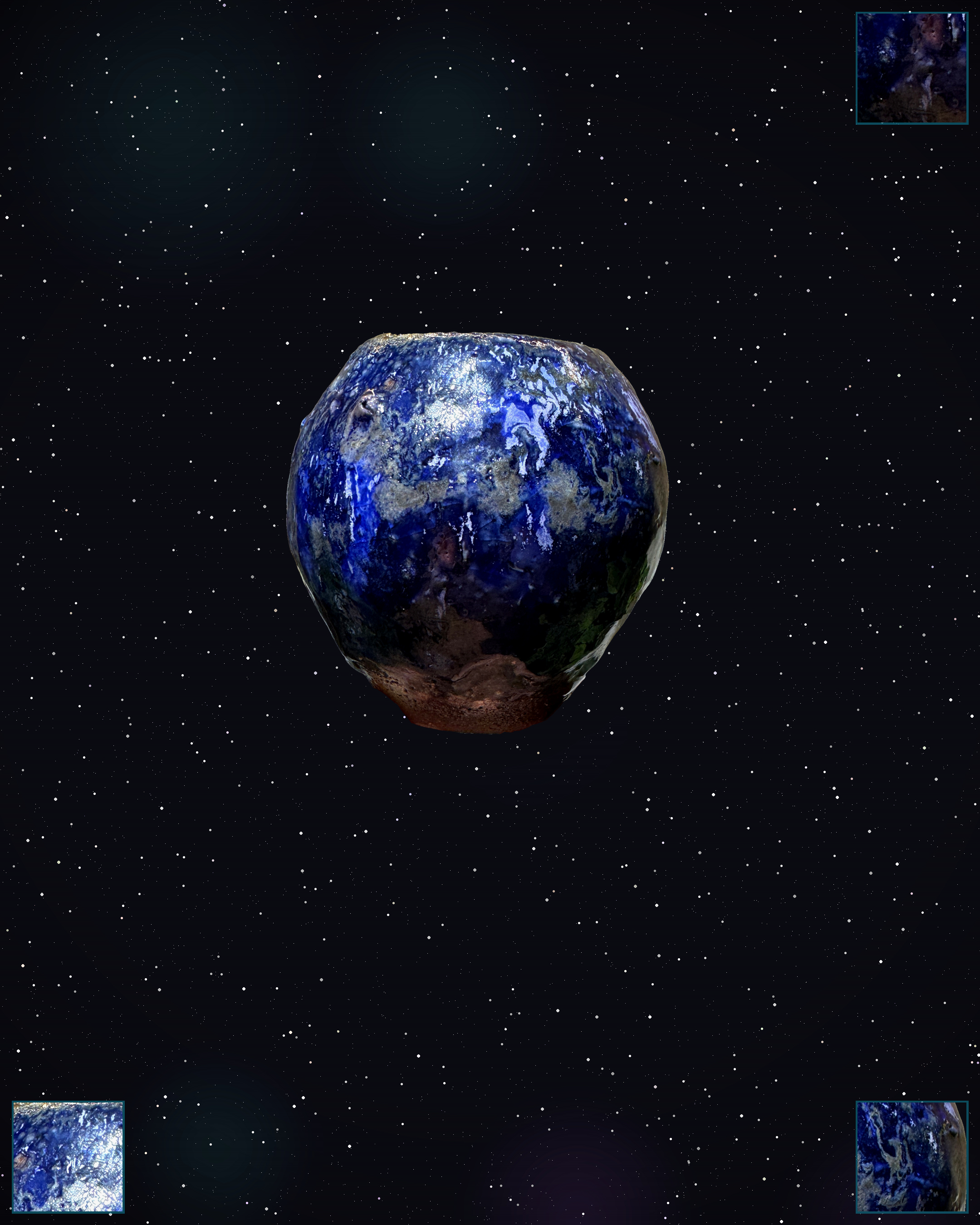 Mariix-0 handmade ceramic bud vase with cobalt-iron pooling and metallic plasma discharge glaze